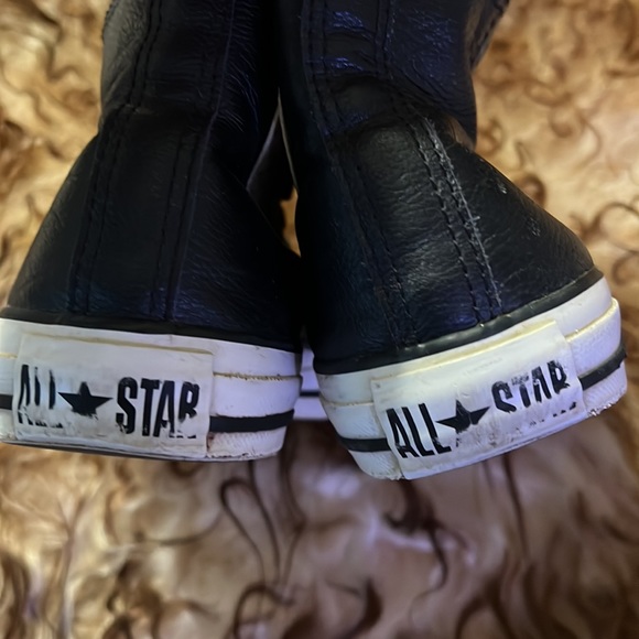 CONVERSE Custom Black Leather Hi-Tops 6 - Picture 4 of 5